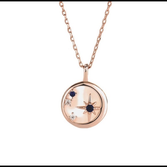 Moon and Star Necklace - Sterling Silver / Rose Gold Plated - Picture 3 of 5